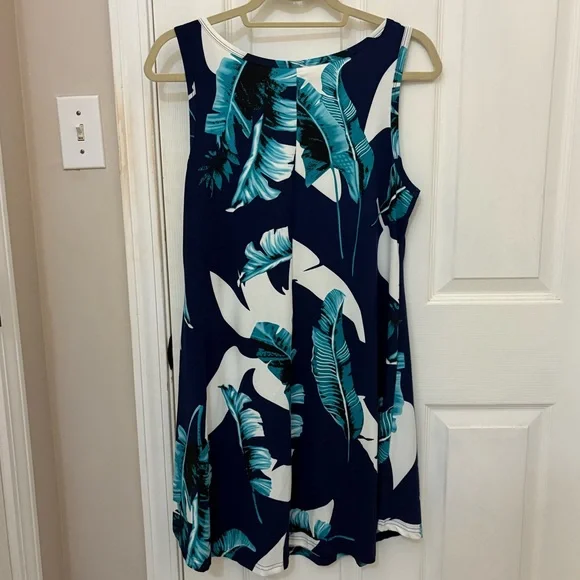NWT!! Molerani Tropical Leaf Print Sleeveless Floral Swing Dress - Picture 9 of 11